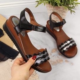 Női fekete ékszandál Jezzi 1