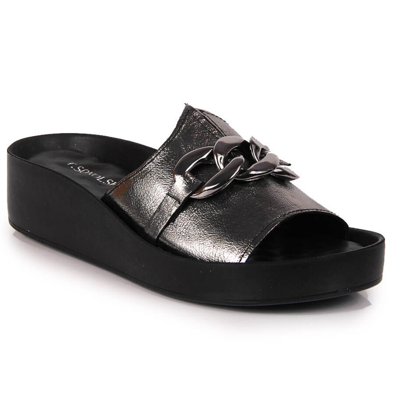 Női bőr papucs lánccal ezüst T.Sokolski 1