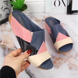 Kényelmes színes Artiker bőr női papucs sokszínű 1