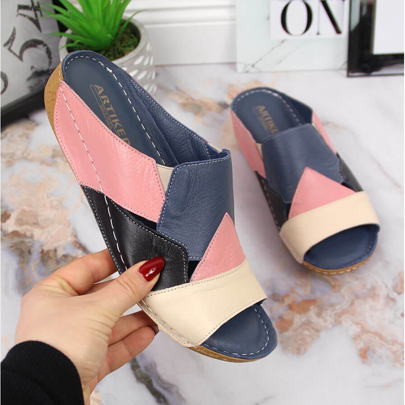 Kényelmes színes Artiker bőr női papucs sokszínű 1