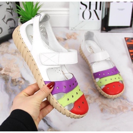 Női bőr szandál áttört Artiker-vel fehér sokszínű 1