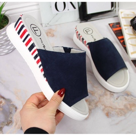 Női bőr papucs éken Navy blue Filippo sötétkék 1