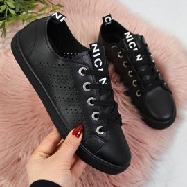 Női tornacipő eko bőr fekete Filippo-val 1