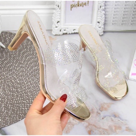 Átlátszó női papucs Sabatina arany cirkóniákkal színtelen 1