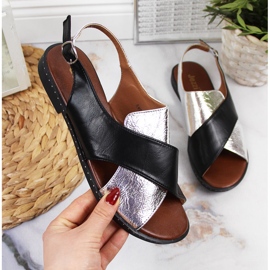 Női fekete és ezüst Jezzi szandál 1