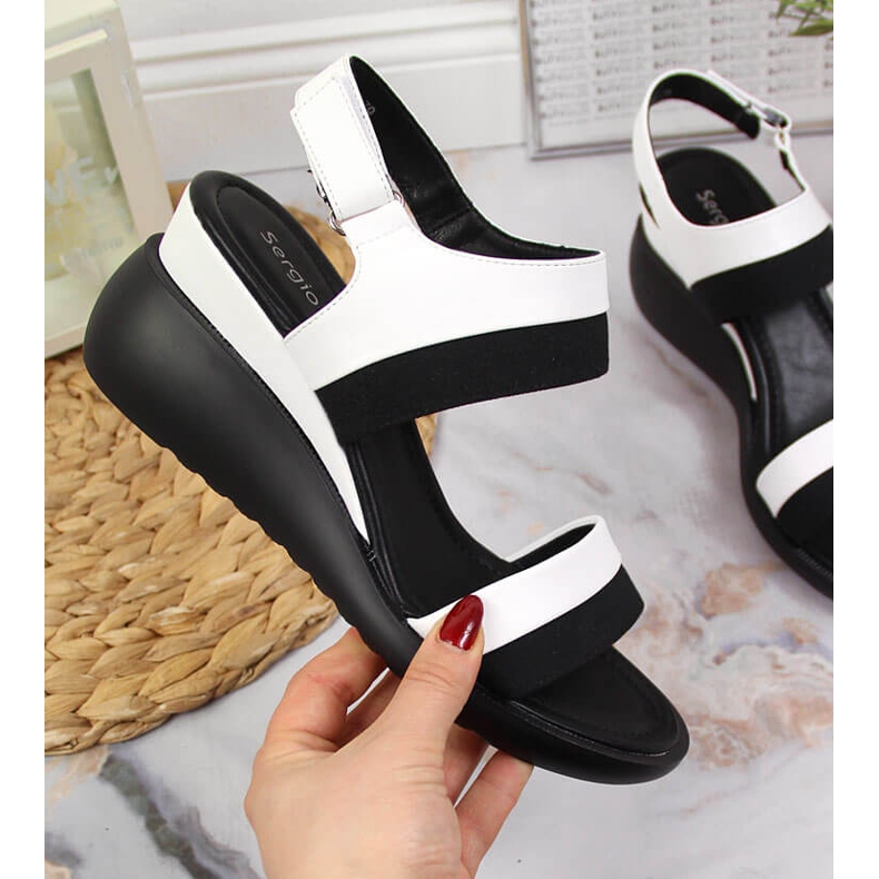 Női szandál ék fehér Sergio Leone 1