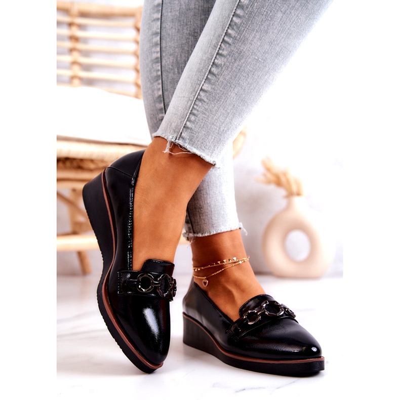 Vinceza Lakkbőr ékcipő fekete dallamok 2