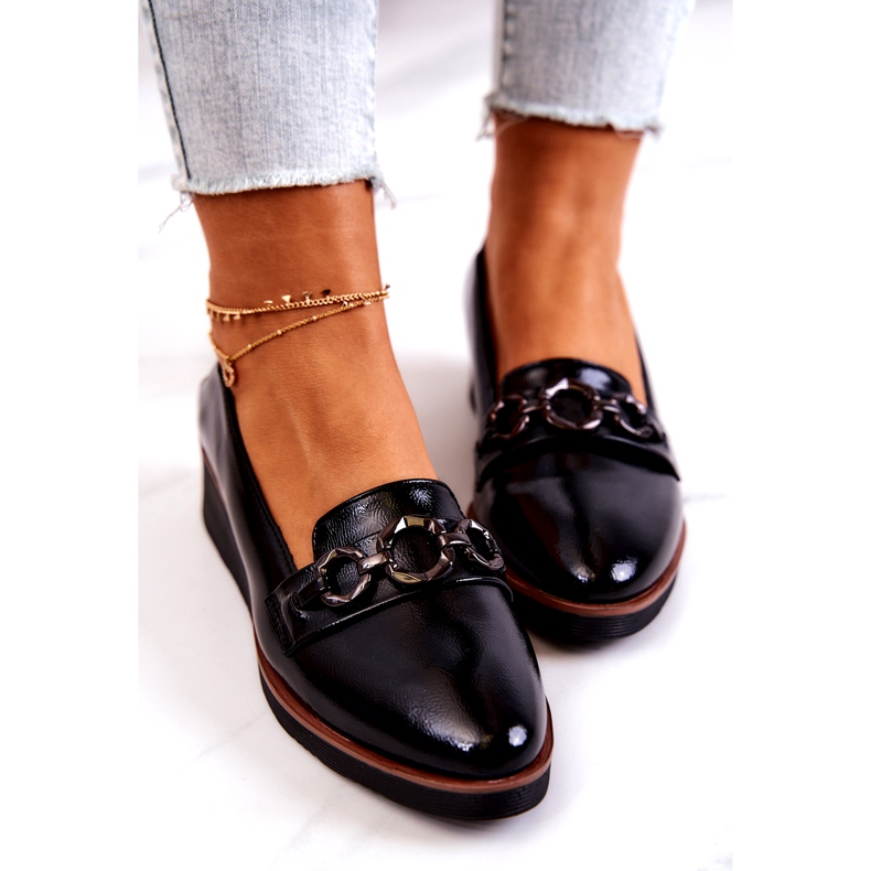 Vinceza Lakkbőr ékcipő fekete dallamok 4