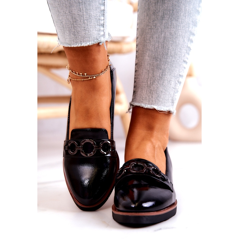 Vinceza Lakkbőr ékcipő fekete dallamok 3