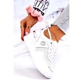 S.Barski Női sport bőrcipő tornacipő fehér Lissa ezüst 3