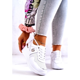 S.Barski Női sport bőrcipő tornacipő fehér Lissa ezüst 1