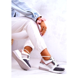 S.Barski Bőr Sportcipők Wedge Sneakers Ezüst-szürke Elissa fehér rózsaszín 1