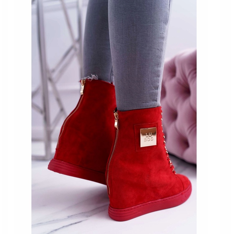 Női cipők Lu Boo láncokkal Velúr Piros Monica 4