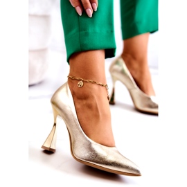 Lewski Shoes Divatos bőr szivattyúk Lewski cipők 3181 arany aranysárga 4