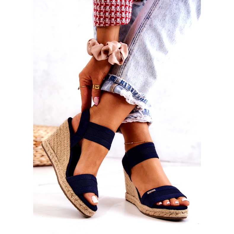 Női szandál Wedge Big Star JJ274977 sötétkék színű 2