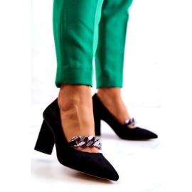 S.Barski Női velúr szivattyúk fekete lánccal 2