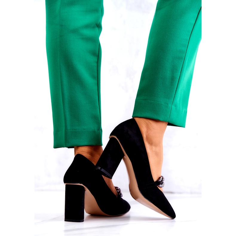 S.Barski Női velúr szivattyúk fekete lánccal 5