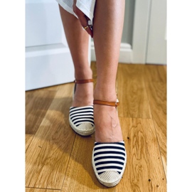 Irma Blue csíkos espadrillák bézs sötétkék 2