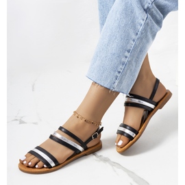 Fekete női Hibbins szandál ezüst 1