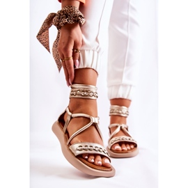 Bőr szandál az emelvényen Maciejka 05559-25 Golden aranysárga 1