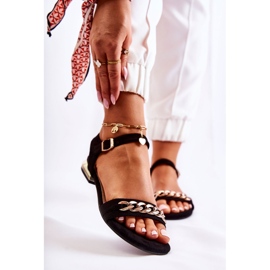 Vinceza Női velúr szandál lánccal, fekete Norine 1