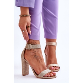 NFR Női Szandál Magas Sarkú Arany Csillogó Joalice aranysárga 1