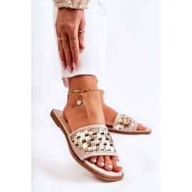 S.Barski Bézs Hollis színű, lapos sarkú női bőrpapucs 1