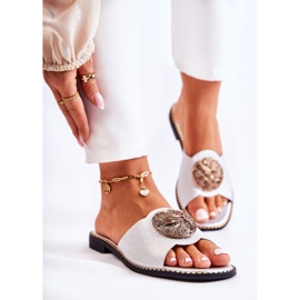 S.Barski Női bőr papucs ezüst Colene díszítéssel 1