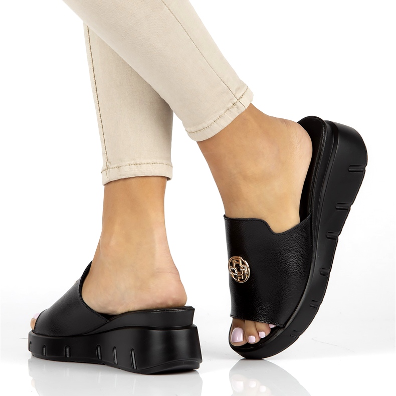 Bőr papucs Filippo DK3596 / 22 Bk fekete 6