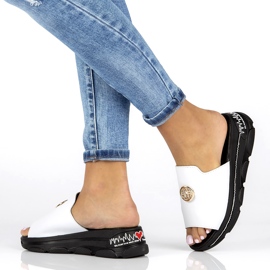 Bőr papucs Filippo DK3872 / 22 Wh fehér 8