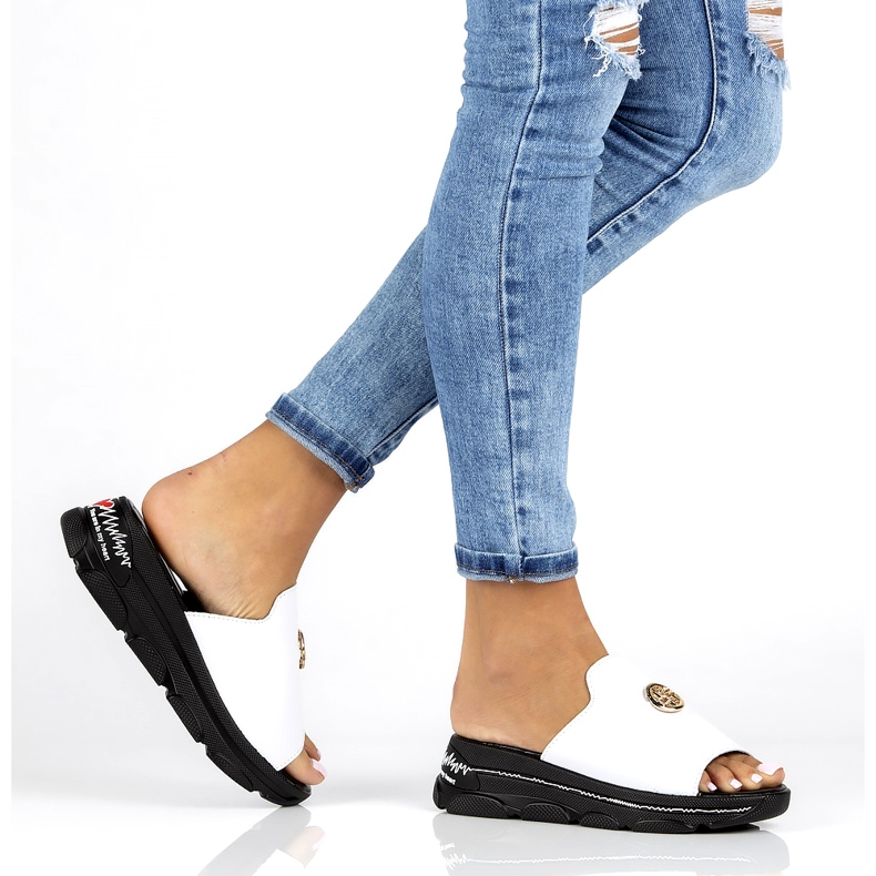 Bőr papucs Filippo DK3872 / 22 Wh fehér 7