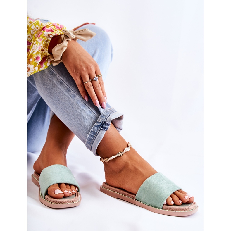 FJ1 Velúr női papucs Sunset Green zöld 2