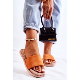 FJ1 Velúr női papucs narancssárga Sunset 1