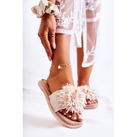 FJ1 Női velúr papucs bézs Giorgia díszítéssel 2