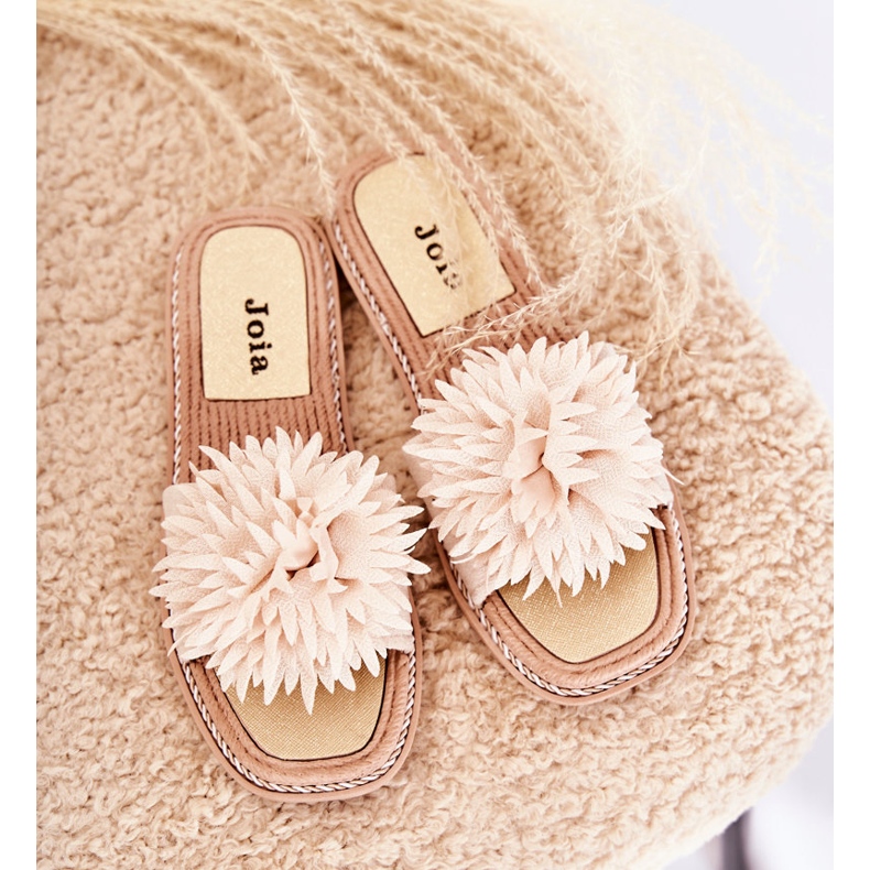 FJ1 Női velúr papucs bézs Giorgia díszítéssel 1