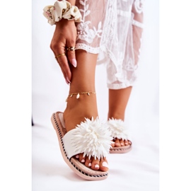 FJ1 Női velúr papucs fehér Giorgia díszítéssel 2