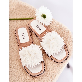 FJ1 Női velúr papucs fehér Giorgia díszítéssel 1