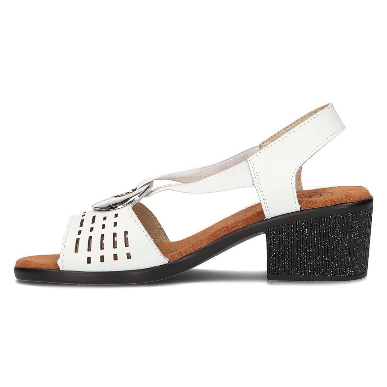 Bőr nyitott szandál filippo ds2308/22 fehér dekorációval 3