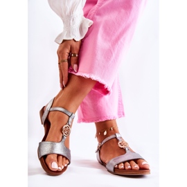 S.Barski Könnyű női szandál csattal, sötét ezüst Carida 2