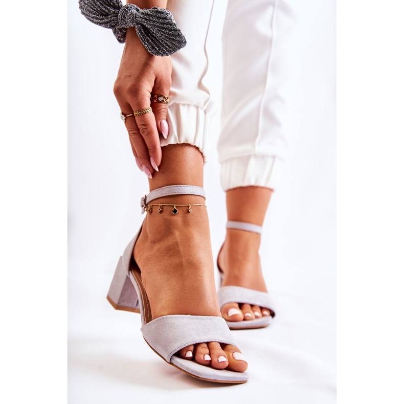 PS1 Női velúr szandál magas sarkú szürke Luciana 1