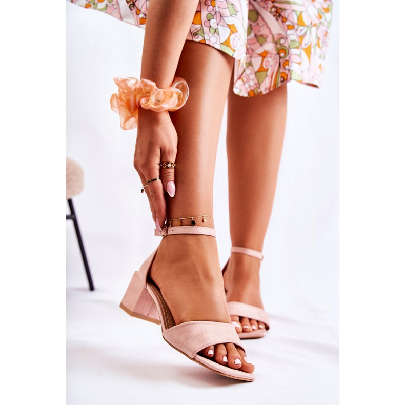 PS1 Női velúr szandál magassarkú rózsaszín Luciana 1