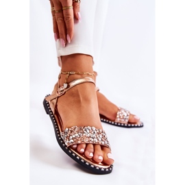 PS1 Női szandál lapos sarkú szegecsekkel Rose Gold Francesca rózsaszín aranysárga 1