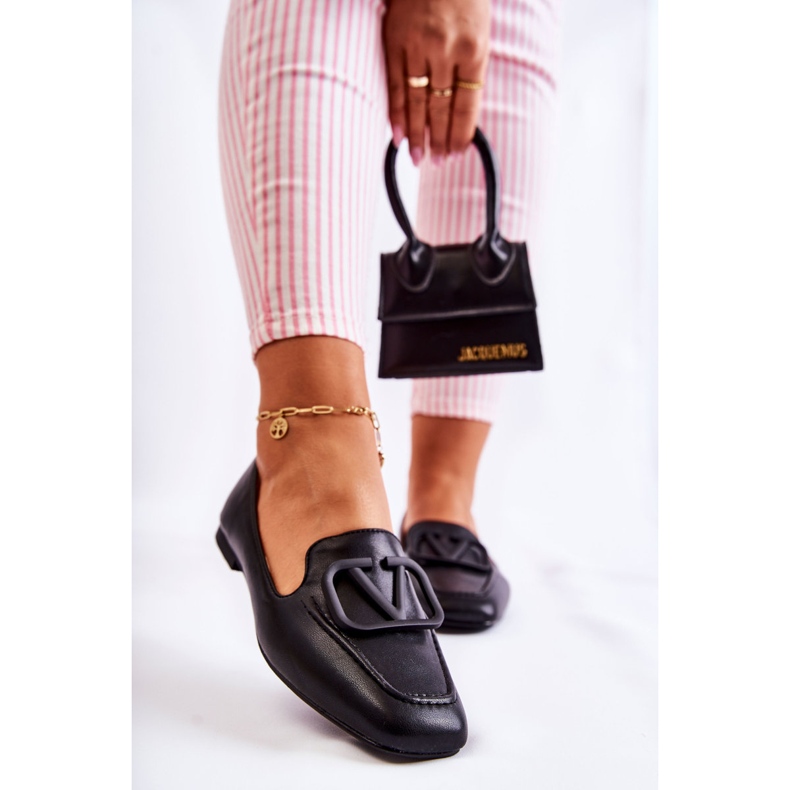 PS1 Mokaszin cipő fekete Hermosa díszítéssel 1