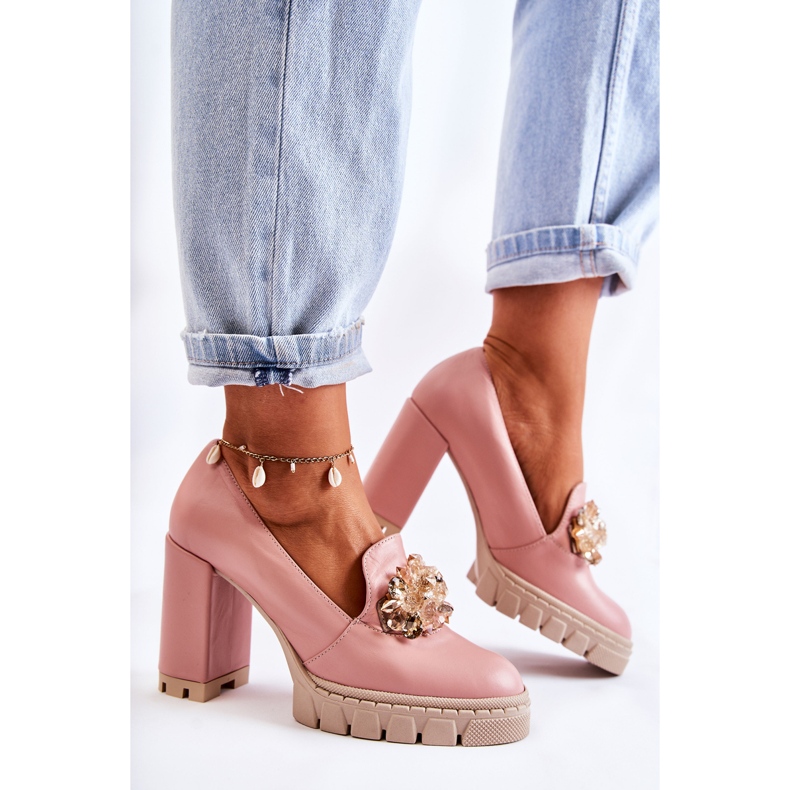 PA2 Elegáns szivattyúk díszítő sima rózsaszín-bézs katerine-vel 2