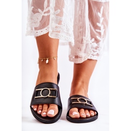 PE1 Klasszikus női papucs fekete Sherri díszítéssel 2