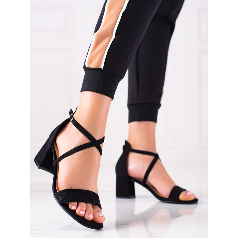 Seastar Fekete magas sarkú szandál 1