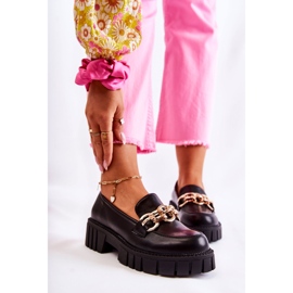 PS1 Bőr cipő dekoratív fekete kármin lánccal 1