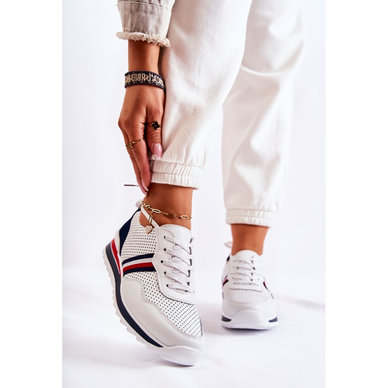 PE1 Női fehér és sötétkék bőr sportcipő Jane 1