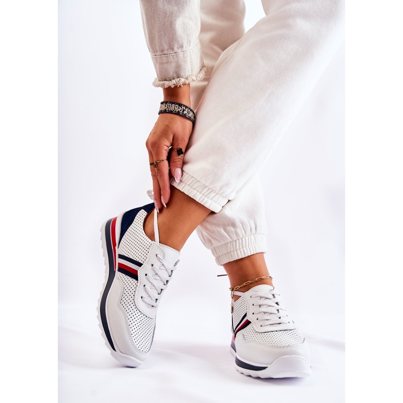 PE1 Női fehér és sötétkék bőr sportcipő Jane 2