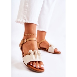 PE1 Elegáns velúr szandál bézs flitterekkel Vitoria barna 1